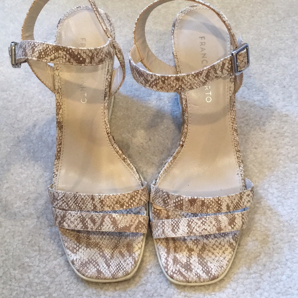 Franco Sarto snakeskin espadrille wedge, Sz 8.5